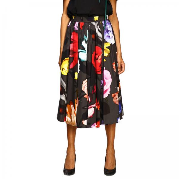 PRADA: skirt in poplin with floral print - Multicolor | Skirt Prada ...