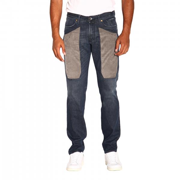Jeans PA077 Jeckerson in denim stretch used con toppe in velluto
