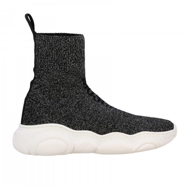 Sneakers Moschino Teen slip on a calza in tessuto tecnico lurex