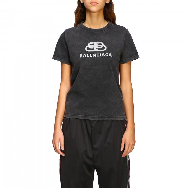 T-shirt Balenciaga a girocollo slim in jersey di cotone stretch con maxi logo