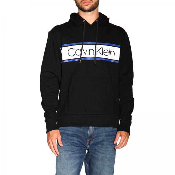 Calvin Klein Outlet: sweatshirt with hood and maxi logo - Black ...