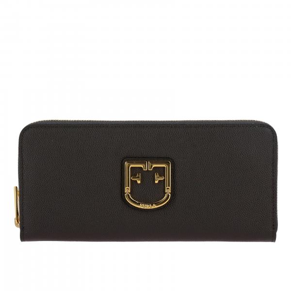 Furla Outlet: Belvedere XL wallet in leather with monogram - Charcoal ...