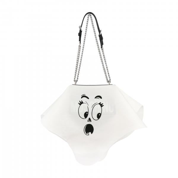 Borsa Moschino Couture Halloween Collection in pelle con rivestimento in nylon e stampa Pumpkin Face