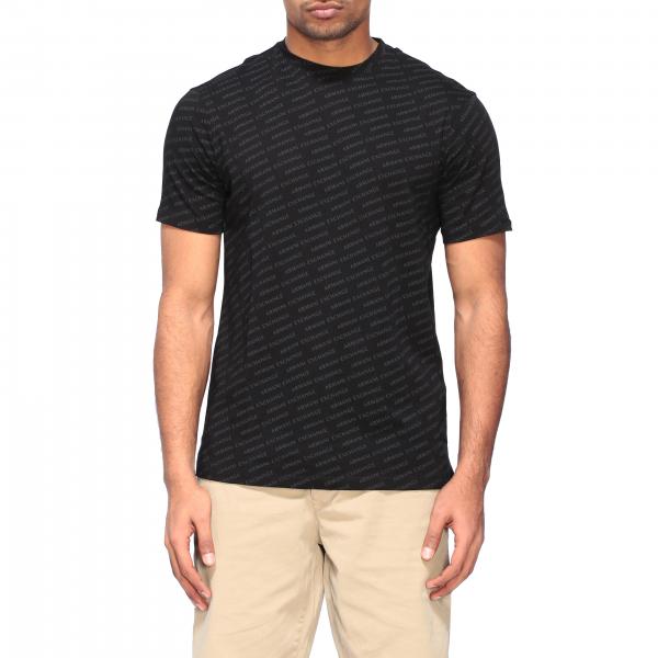 Armani Exchange Outlet: round neck T-shirt with all over logo - Black | Armani  Exchange t-shirt 3HZTFC ZJH4Z online on 