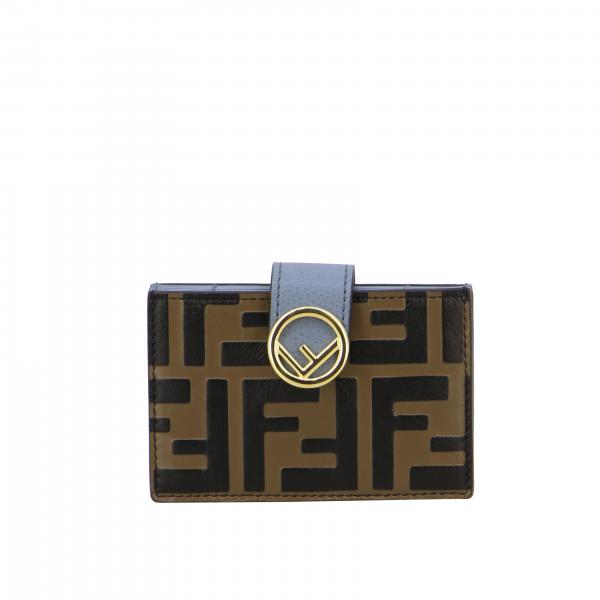 FENDI: credit card holder in embossed FF monogram leather | Wallet ...