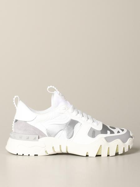 Valentino Garavani Rockrunner plus sneakers in leather and camouflage fabric