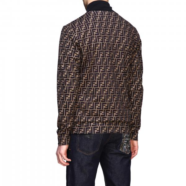 FENDI: sweatshirt with zip and all over monogram | Sweatshirt Fendi Men ...