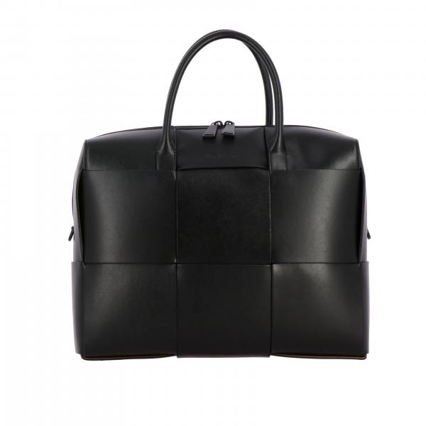 BOTTEGA VENETA: handbag in woven leather - Black | Bottega Veneta bags ...