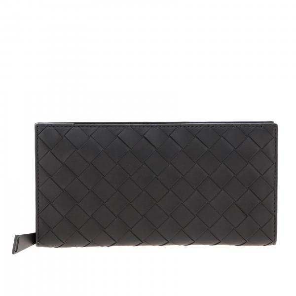 BOTTEGA VENETA: wallet in woven leather - Black | Bottega Veneta wallet ...