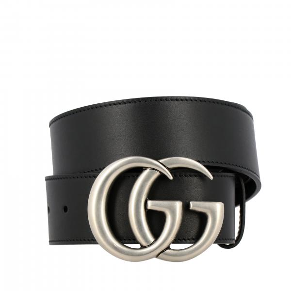 GUCCI: leather belt with GG buckle - Black | Gucci belt 397660 AP00N ...