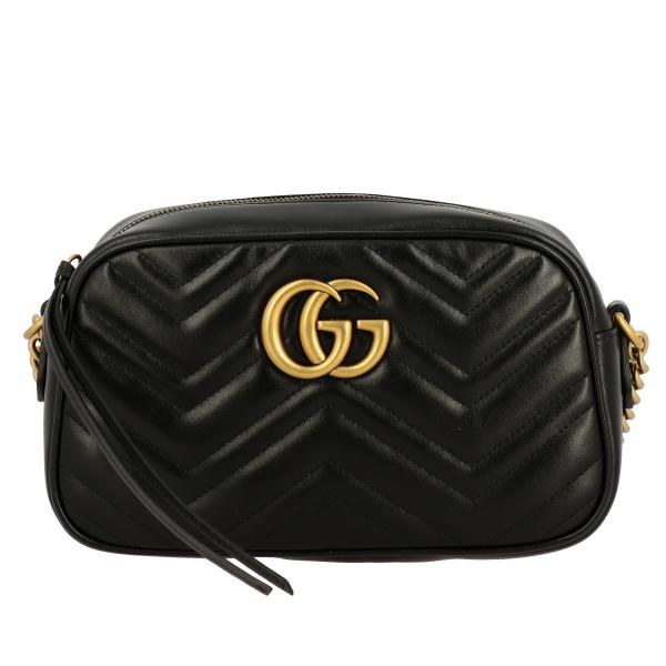 GUCCI: GG Marmont camera bag in genuine leather with quilted chevron ...