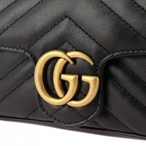 GUCCI: Сумка на ремешке Marmont из кожи chevron с монограммой - Черный |  Мини-Сумка Gucci 476433 DSVRT GIGLIO.COM