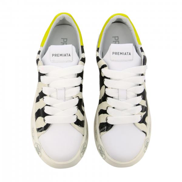 Premiata Outlet: Belle sneakers in zebra and smooth leather - White |  Sneakers Premiata BELLE 4537 GIGLIO.COM