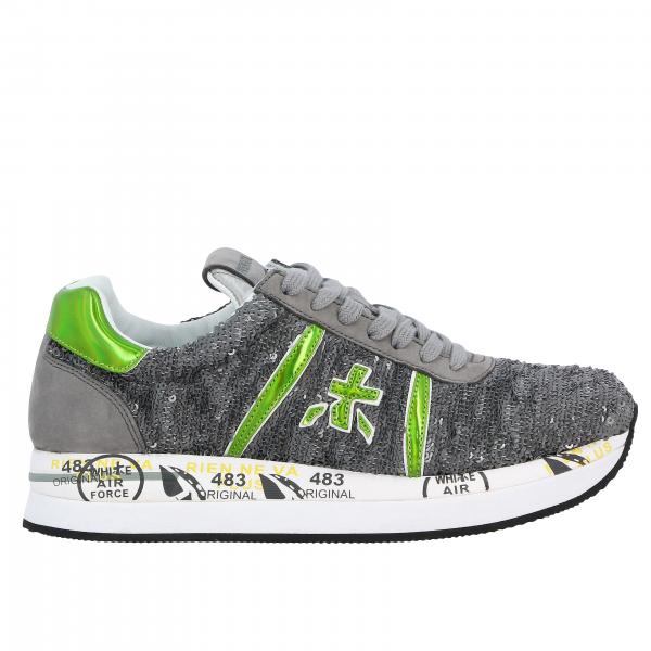 Conny Premiata sneakers in suede and writable sequins with logo