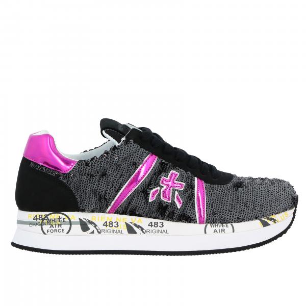 Conny Premiata sneakers in suede and writable sequins with logo