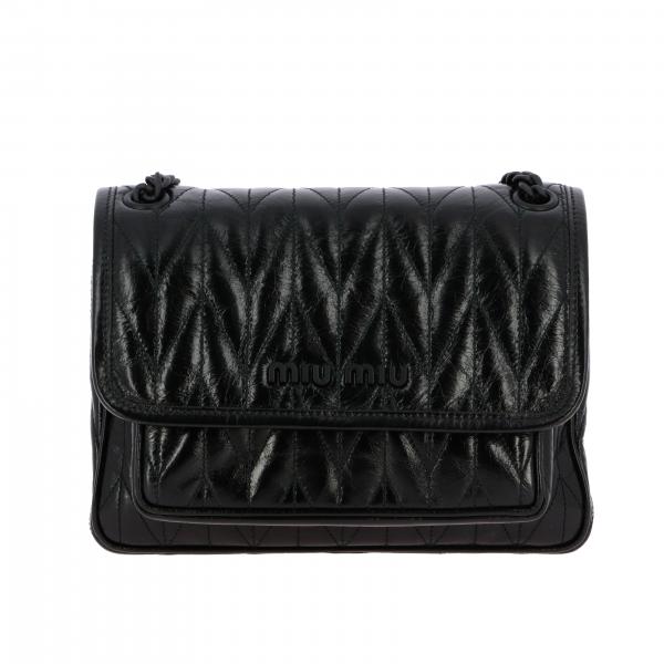 MIU MIU bag in shiny and quilted leather Black Miu Miu crossbody
