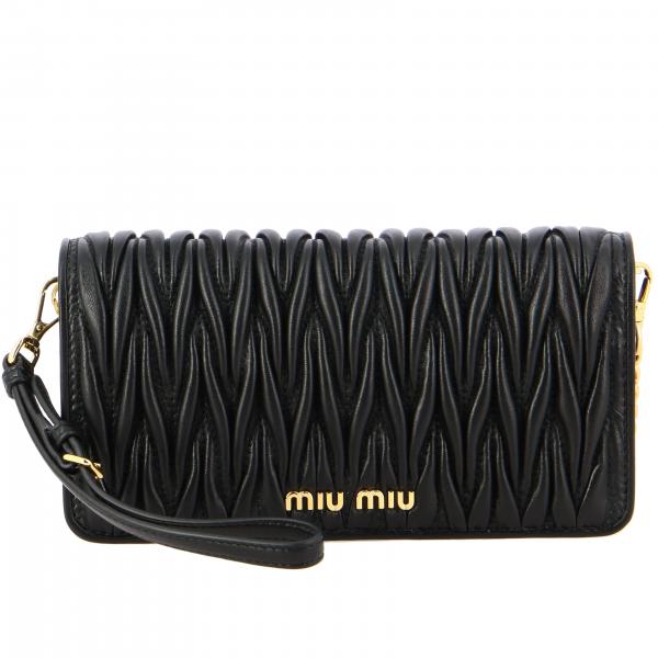 MIU MIU bag in matelassé leather with logo Black Miu Miu mini bag 5DH029 N88 online on