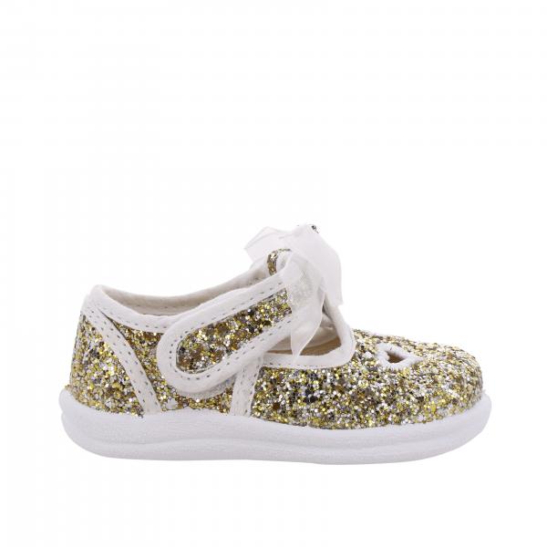 Ballerines Monnalisa en tissu pailleté avec noeud et strass