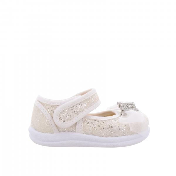 Ballerines Monnalisa en tissu pailleté avec noeud et strass