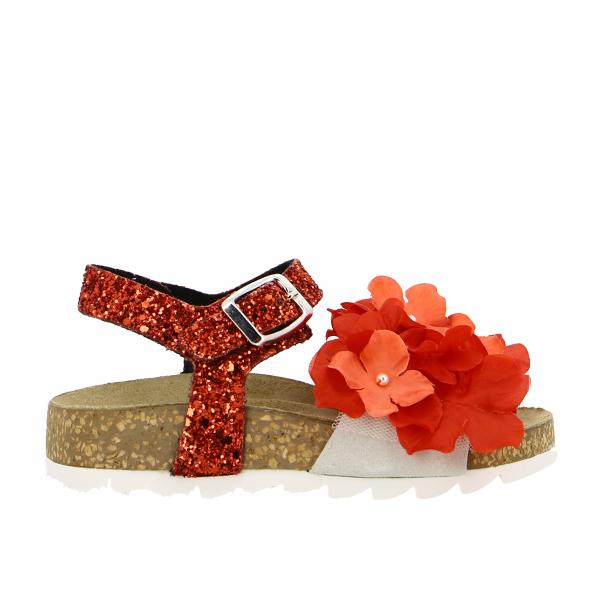 Sandales pailletées Monnalisa avec applications florales