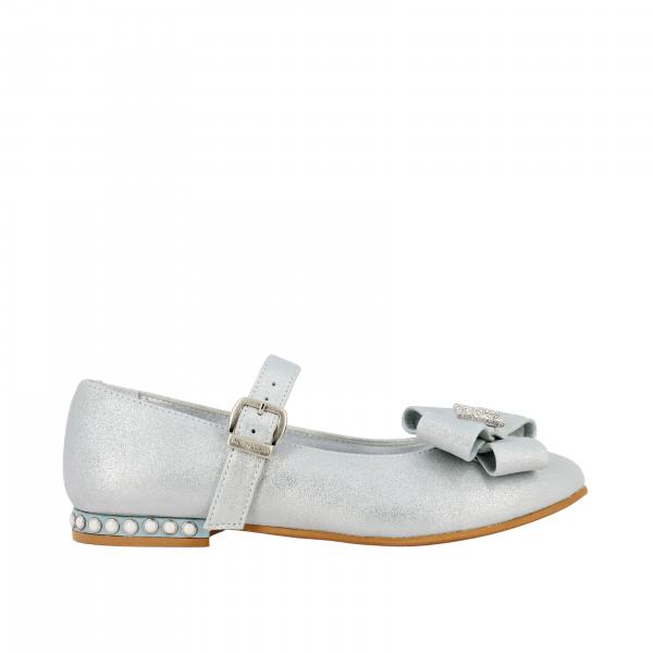 Monnalisa Ballerina aus laminiertem Leder mit Schleife und Strass