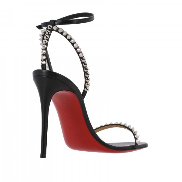 CHRISTIAN LOUBOUTIN: So-me sandal in studded leather - Black | Heeled ...