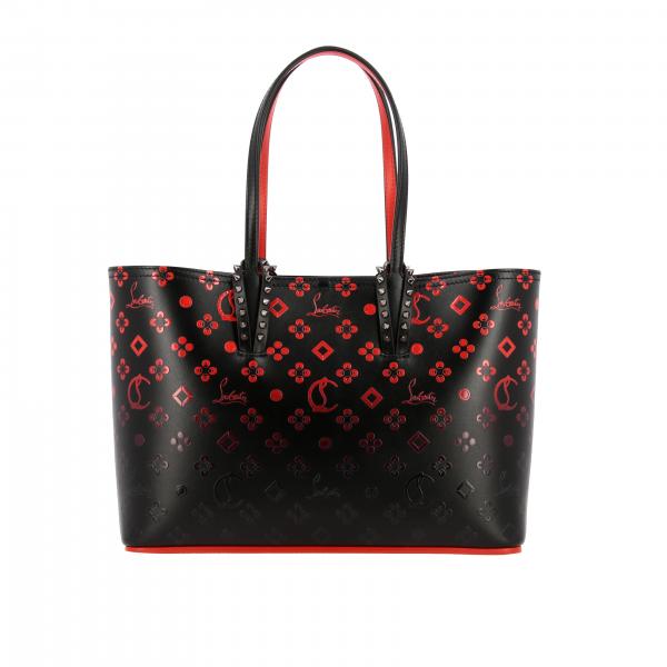 CHRISTIAN LOUBOUTIN: Cabata small bag in logoed leather with studs ...