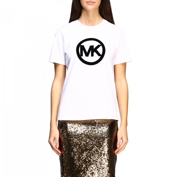 Michael Michael Kors T Shirt With Flock Monogram T Shirt Michael Michael Kors Women White T 