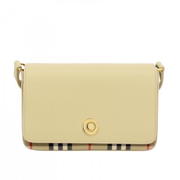 Hampshire Burberry shoulder bag in textured leather and check canvas