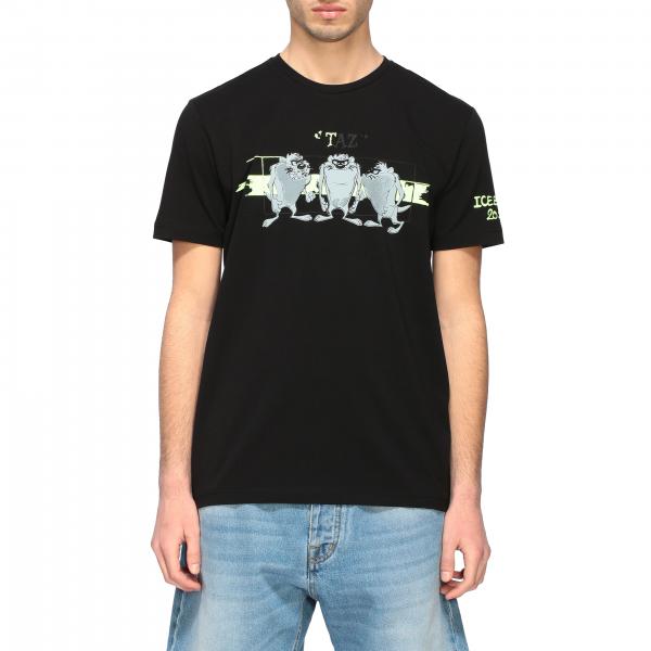 Iceberg Outlet: crew neck T-shirt with front print - Black | Iceberg t ...