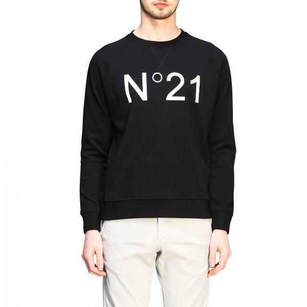N° 21 für Herren: N ° 21 Sweatshirt mit Rundhalsausschnitt und kontrastierendem Logo