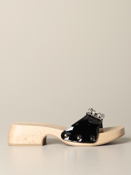 Viv clogs clog sandal Roger Vivier in patent leather with rhinestone buckle