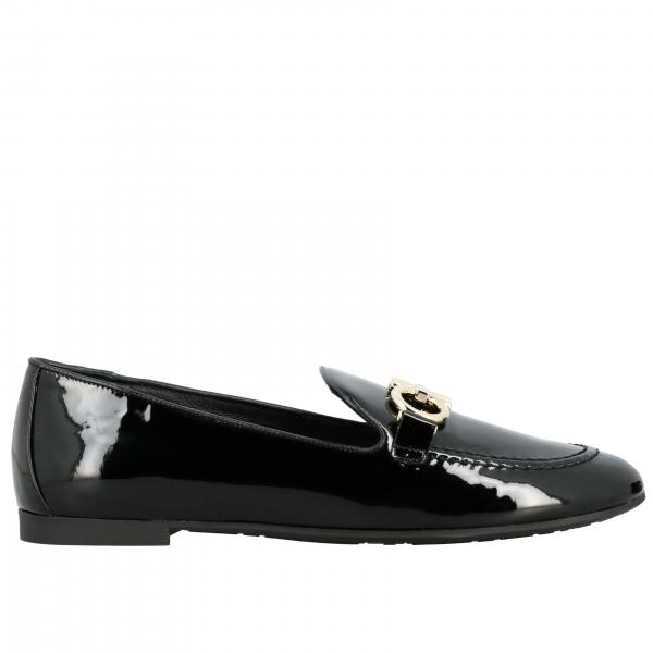 FERRAGAMO: clover patent leather loafer - Black | Ferragamo loafers ...