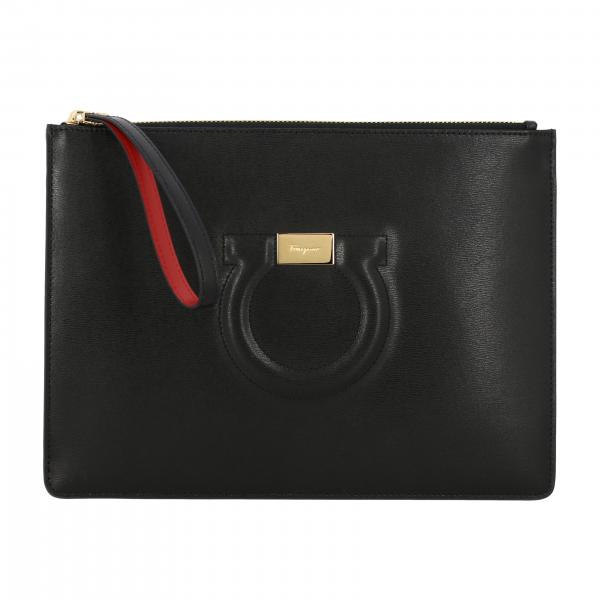 Salvatore Ferragamo Outlet leather clutch bag with Mediterranean hook