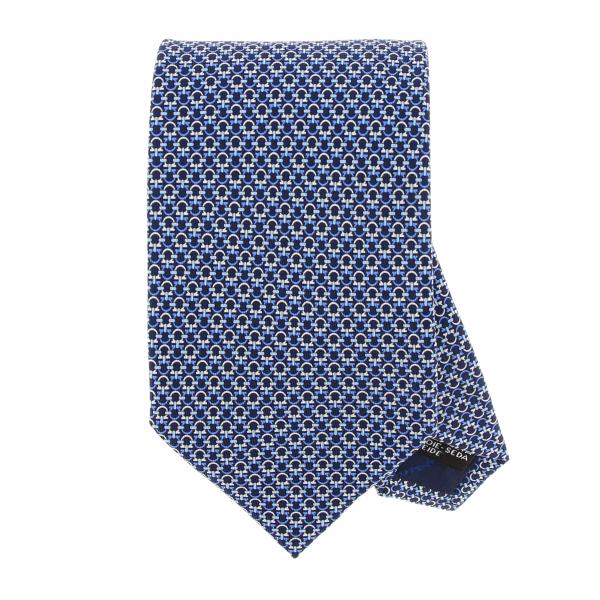 SALVATORE FERRAGAMO: silk tie with Mediterranean hook print - Blue ...