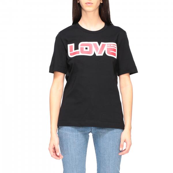 Футболка с коротким рукавом и логотипом Женское Love Moschino