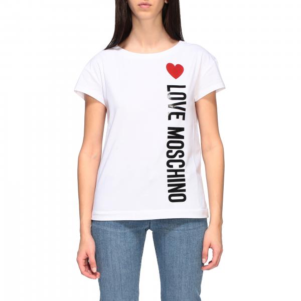 Футболка с коротким рукавом и логотипом Женское Love Moschino