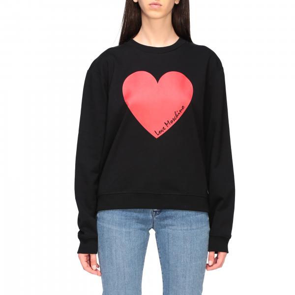 Love Moschino Sweatshirt mit Rundhalsausschnitt, Logo und Herz Pint