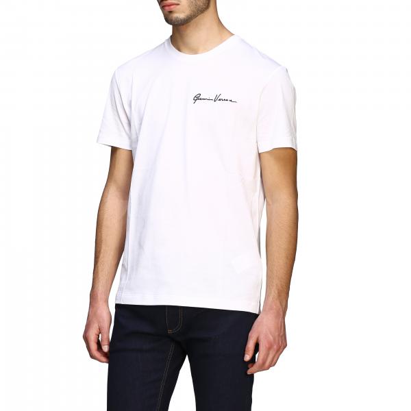 Versace Outlet: T-shirt a maniche corte con firma Gianni - Bianco | T-Shirt  Versace A84828 A228806 GIGLIO.COM