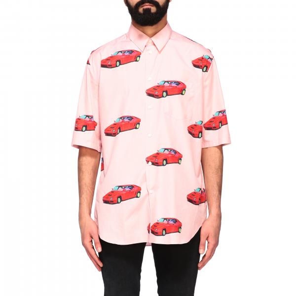 Versace Outlet Short sleeved Shirt With How Much Do They Cost Print Pink Shirt Versace 