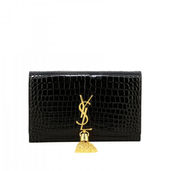 SAINT LAURENT Monogram kate chain wallet bag in crocodile print