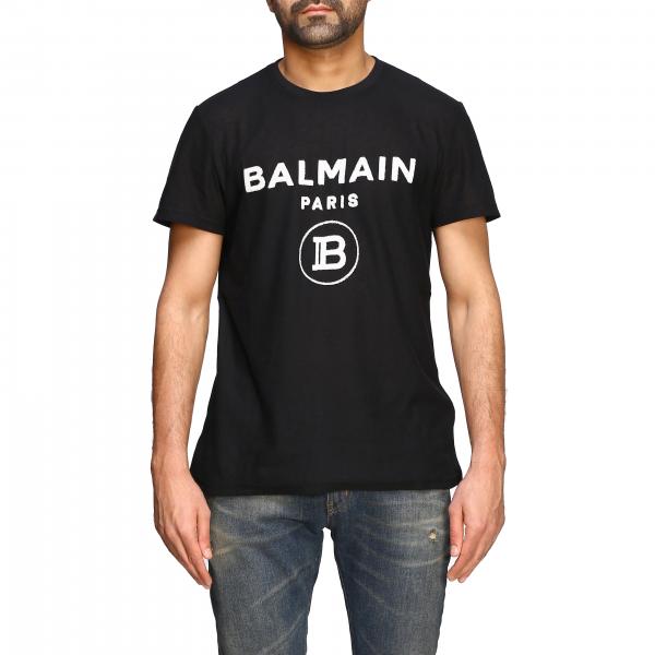 Balmain Outlet: short-sleeved T-shirt with logo - Black | Balmain t ...