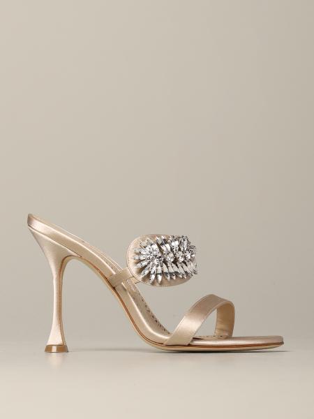 Сандали на каблуке со стразами ыЖенское Manolo Blahnik