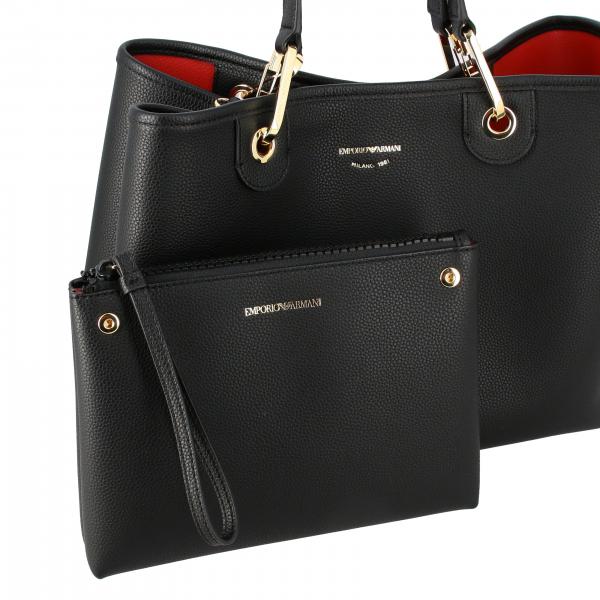 Emporio Armani Outlet: shopping bag in synthetic leather - Black | Tote ...