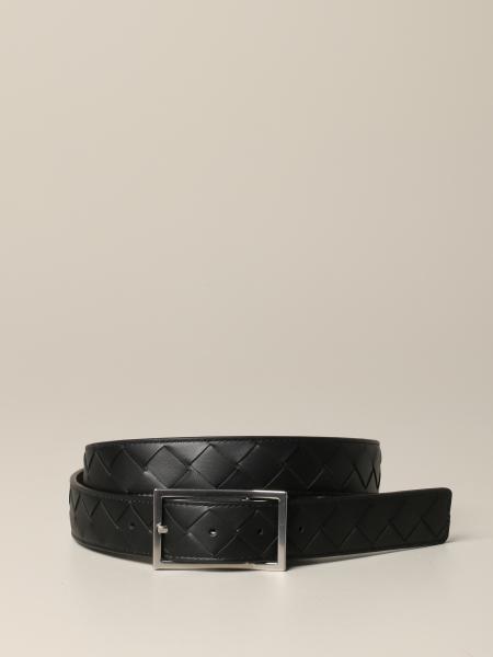 BOTTEGA VENETA: belt in woven leather - Black | Bottega Veneta belt