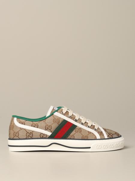 GUCCI: Tennis 1977 sneakers with Web band - Beige | Gucci sneakers ...