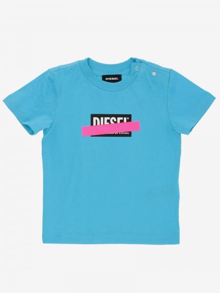 Diesel Outlet: T-shirt with fluorescent logo print - Gnawed Blue ...