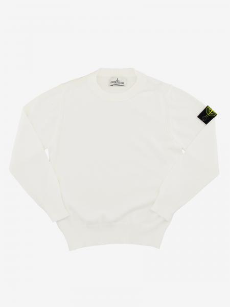 Свитер из хлопка с круглым вырезом и логотипом Детское Stone Island