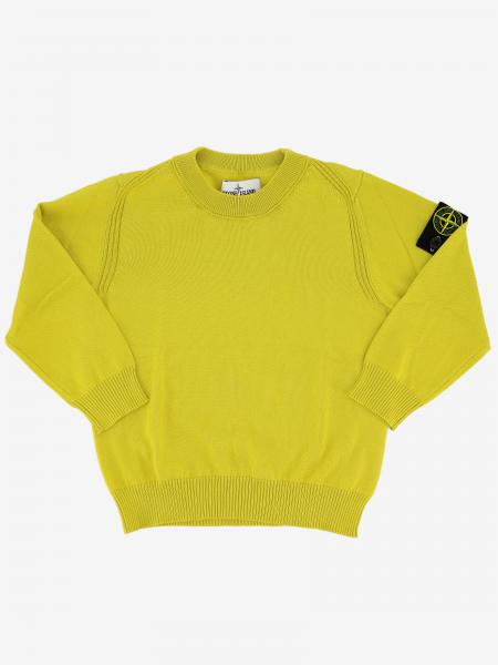 Свитер из хлопка с круглым вырезом и логотипом Детское Stone Island