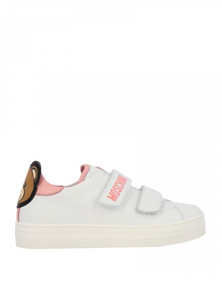 Moschino Teen leather sneakers with teddy heel